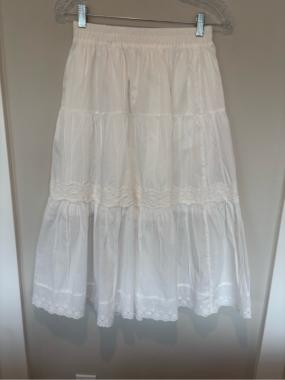 White Tiered Lace-Trim Skirt - Picture 2 of 6